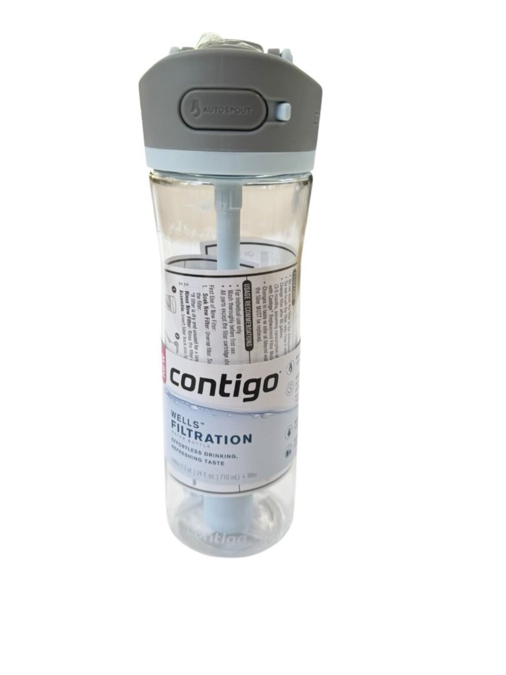 NWT Contigo 24 oz. Wells Autospout Straw Filtration Water Bottle In Salt
